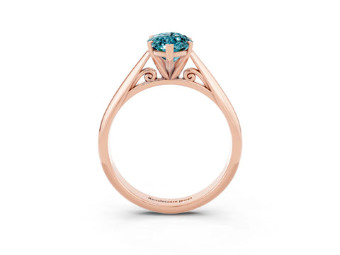Rose gold Marquise Cut Blue Topaz Solitaire Engagement Ring with Cathedral Setting and Four-Prong Mount_15