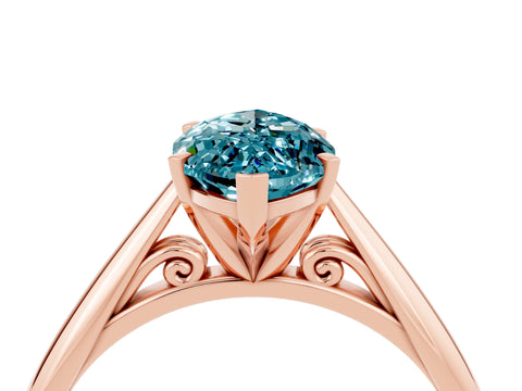 Rose gold Marquise Cut Blue Topaz Solitaire Engagement Ring with Cathedral Setting and Four-Prong Mount_16