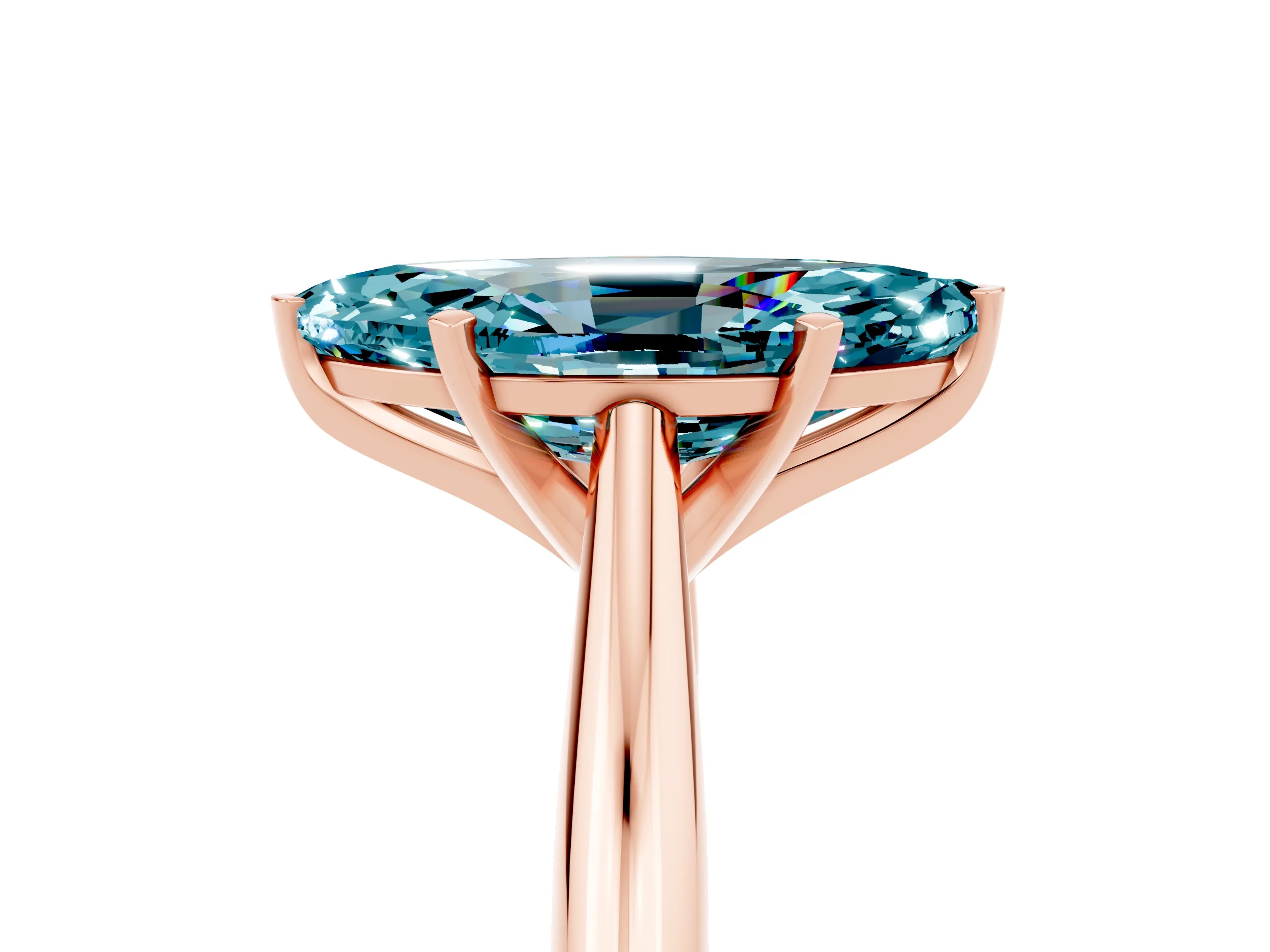 Rose gold Marquise Cut Blue Topaz Solitaire Engagement Ring with Cathedral Setting and Four-Prong Mount_17