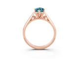 Rose gold Marquise Cut Blue Topaz Solitaire Engagement Ring with Cathedral Setting and Four-Prong Mount_27