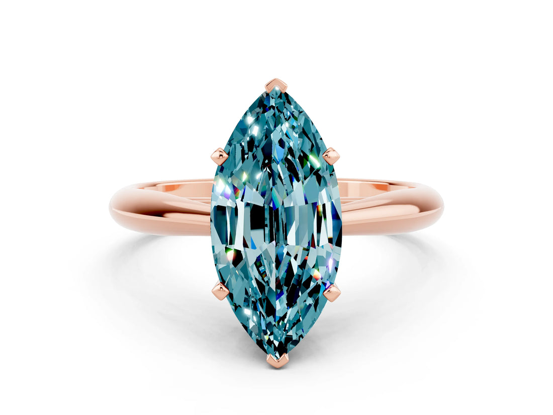 Rose gold Marquise Cut Blue Topaz Solitaire Engagement Ring with Cathedral Setting and Four-Prong Mount_66