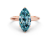 Rose gold Marquise Cut Blue Topaz Solitaire Engagement Ring with Cathedral Setting and Four-Prong Mount_66