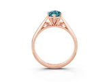 Rose gold Marquise Cut Blue Topaz Solitaire Engagement Ring with Cathedral Setting and Four-Prong Mount_69