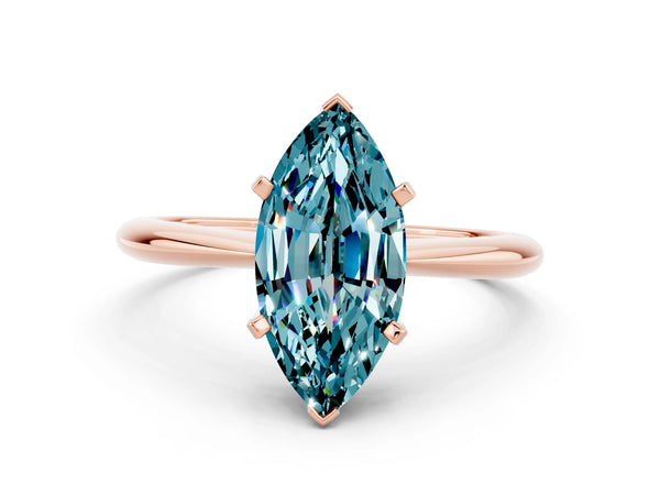 Rose gold Marquise Cut Blue Topaz Solitaire Engagement Ring with Classic Band and Four-Prong Setting