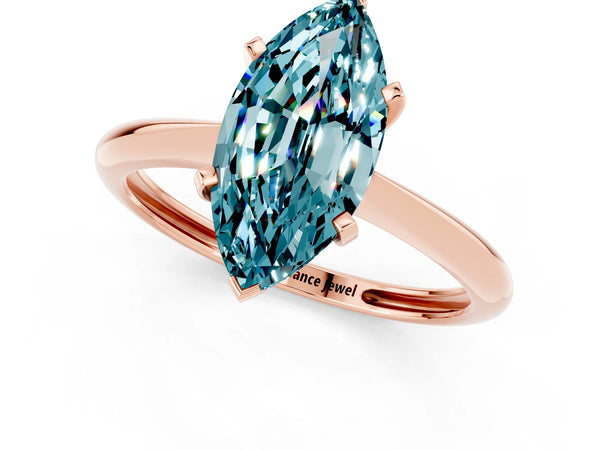 Rose gold Marquise Cut Blue Topaz Solitaire Engagement Ring with Classic Band and Four-Prong Setting