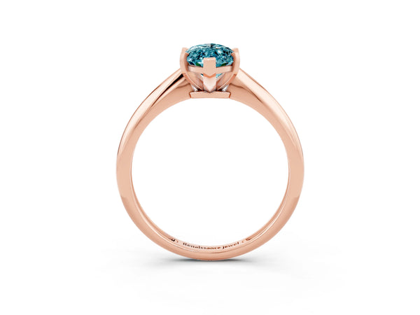 Rose gold Marquise Cut Blue Topaz Solitaire Engagement Ring with Classic Band and Four-Prong Setting