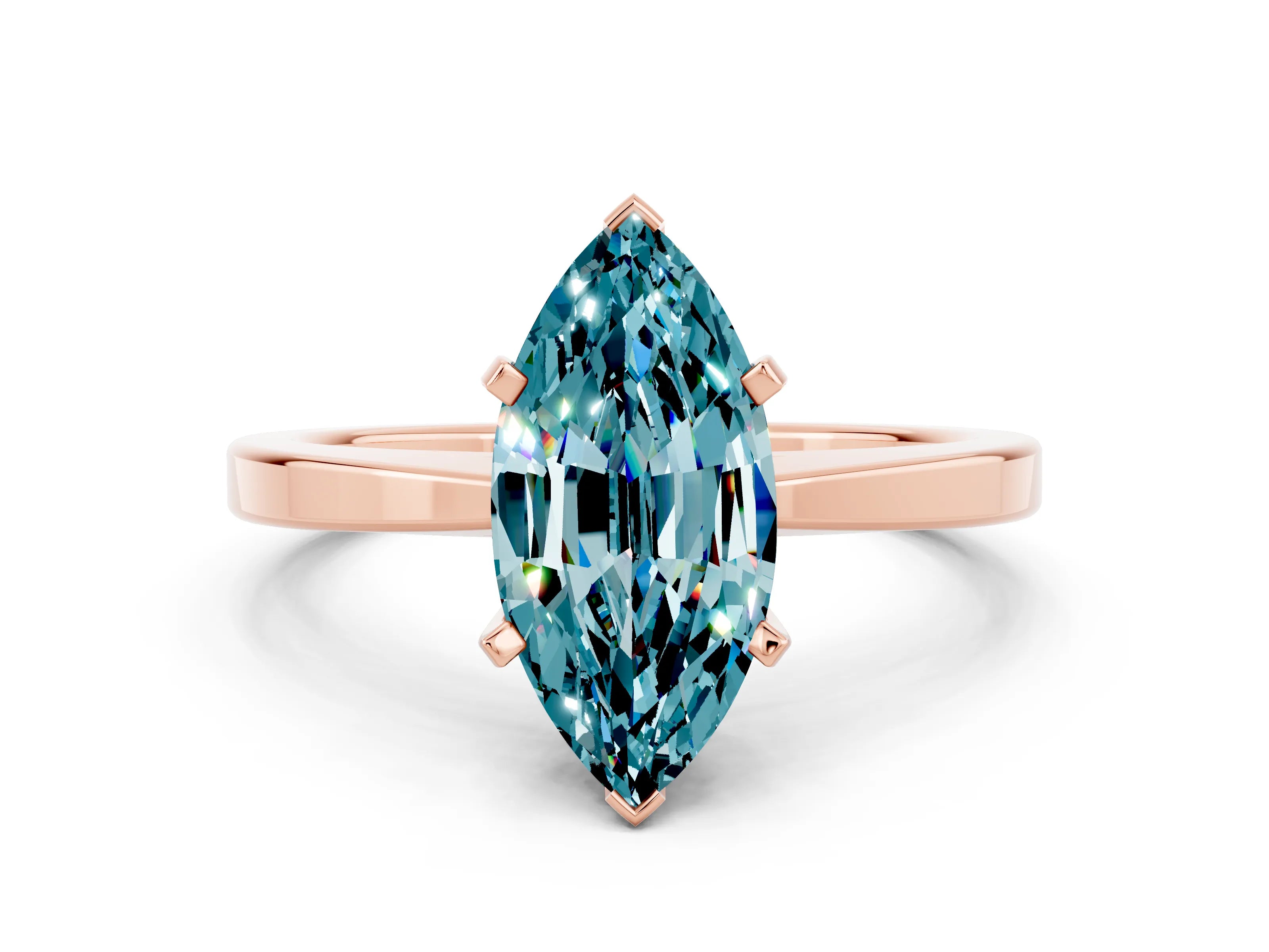 Rose gold Marquise Cut Blue Topaz Solitaire Engagement Ring with Classic Band and Four-Prong Setting_60