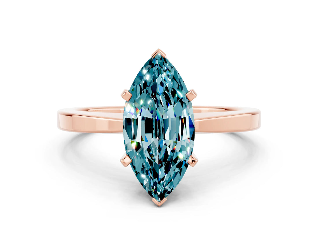 Rose gold Marquise Cut Blue Topaz Solitaire Engagement Ring with Classic Band and Four-Prong Setting_60