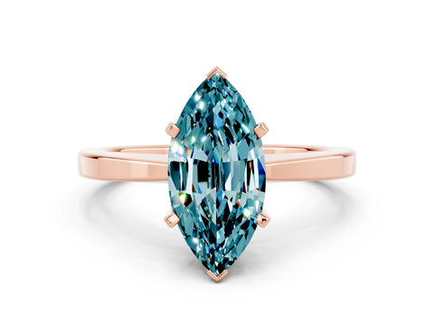 Rose gold Marquise Cut Blue Topaz Solitaire Engagement Ring with Classic Band and Four-Prong Setting_60