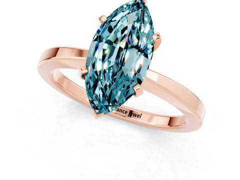 Rose gold Marquise Cut Blue Topaz Solitaire Engagement Ring with Classic Band and Four-Prong Setting_61