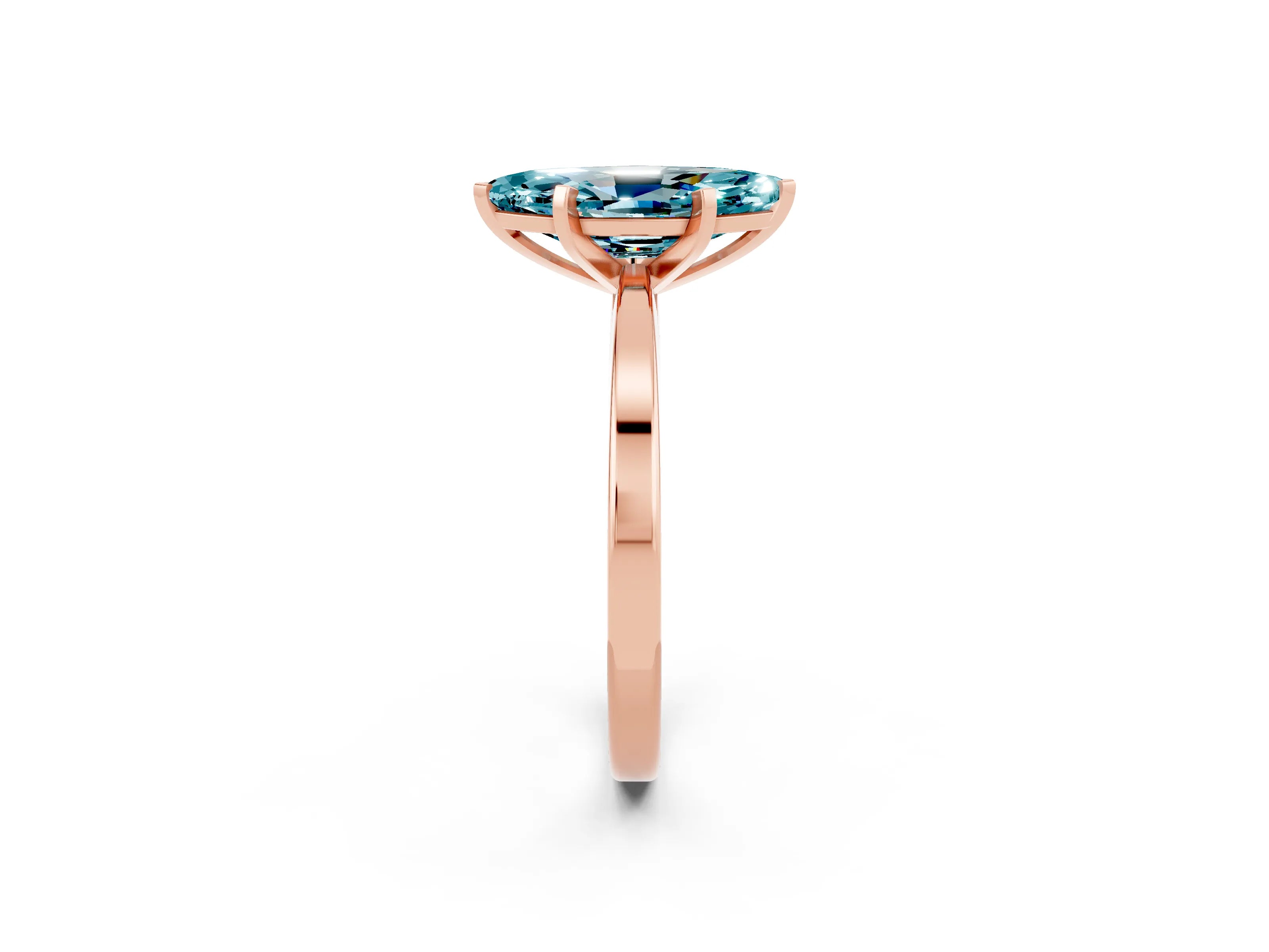 Rose gold Marquise Cut Blue Topaz Solitaire Engagement Ring with Classic Band and Four-Prong Setting_62