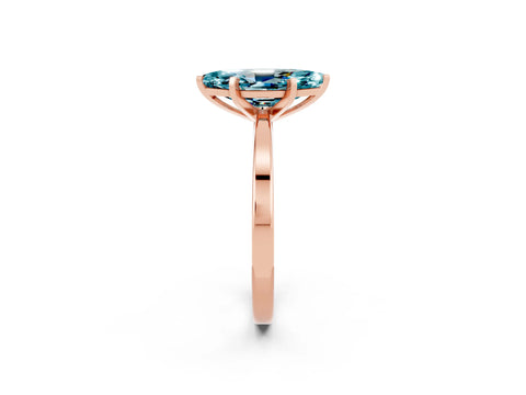 Rose gold Marquise Cut Blue Topaz Solitaire Engagement Ring with Classic Band and Four-Prong Setting_62