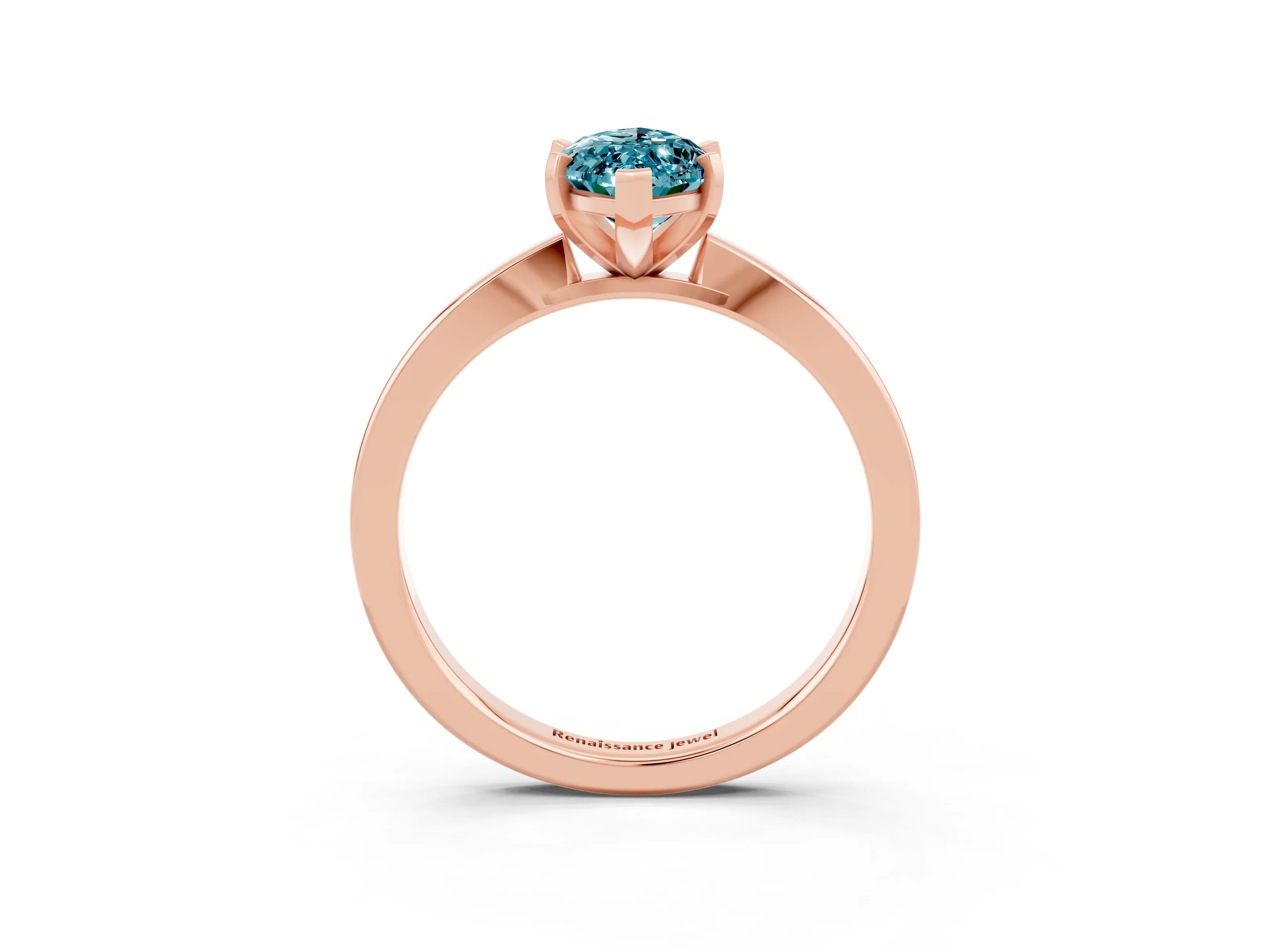 Rose gold Marquise Cut Blue Topaz Solitaire Engagement Ring with Classic Band and Four-Prong Setting_63