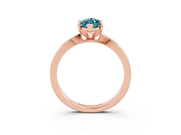 Rose gold Marquise Cut Blue Topaz Solitaire Engagement Ring with Classic Band and Four-Prong Setting