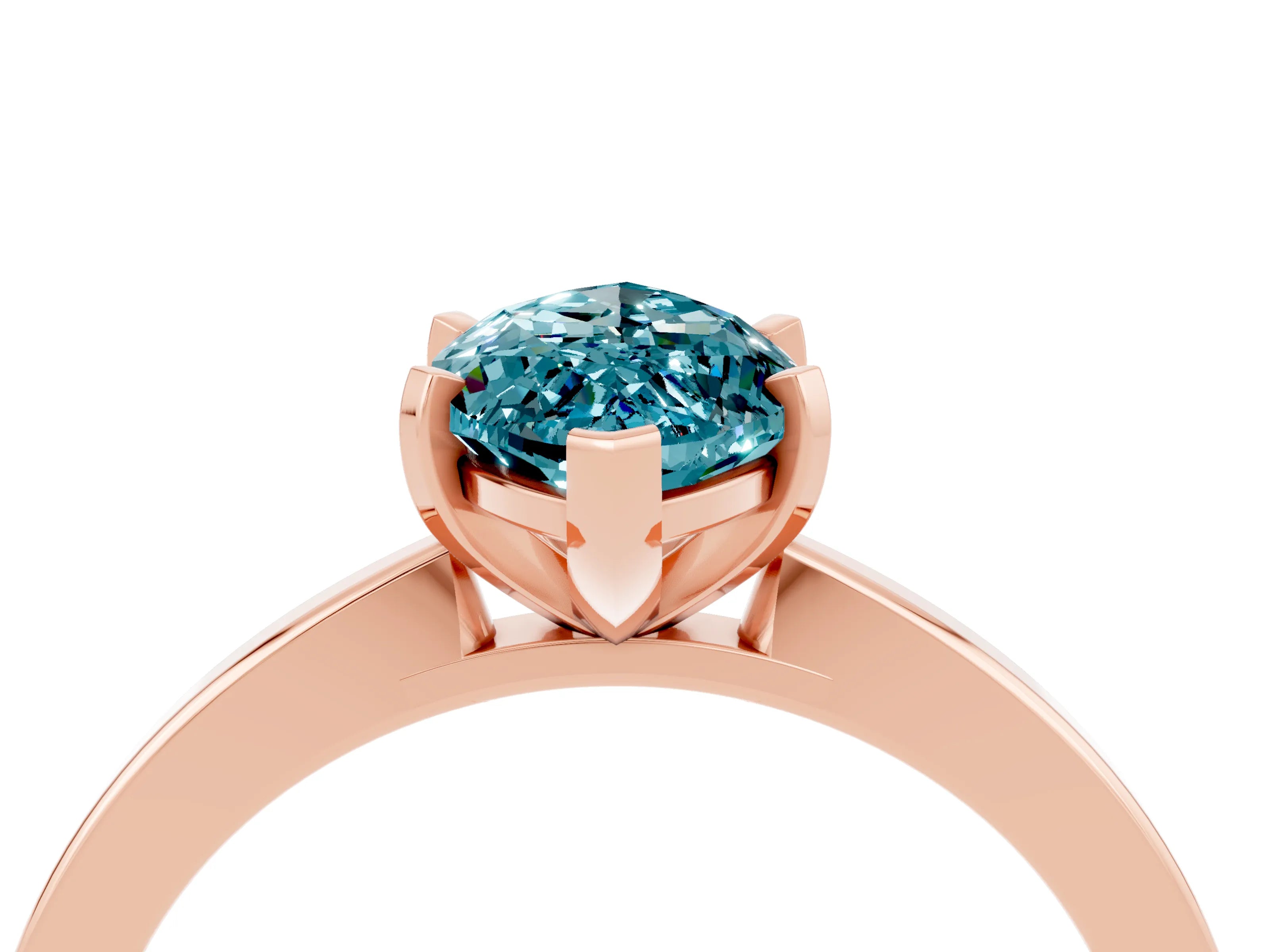 Rose gold Marquise Cut Blue Topaz Solitaire Engagement Ring with Classic Band and Four-Prong Setting_64