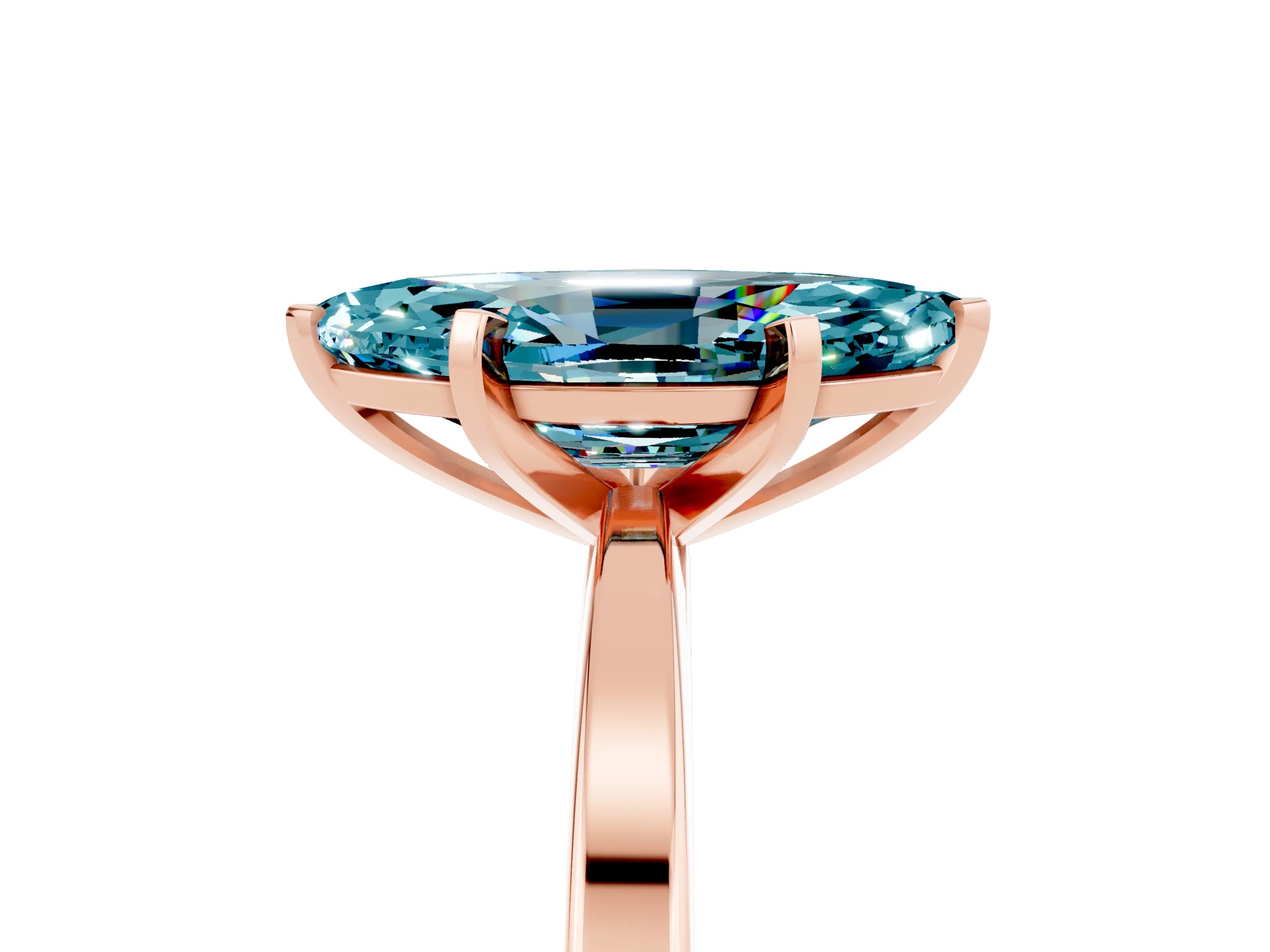 Rose gold Marquise Cut Blue Topaz Solitaire Engagement Ring with Classic Band and Four-Prong Setting_65
