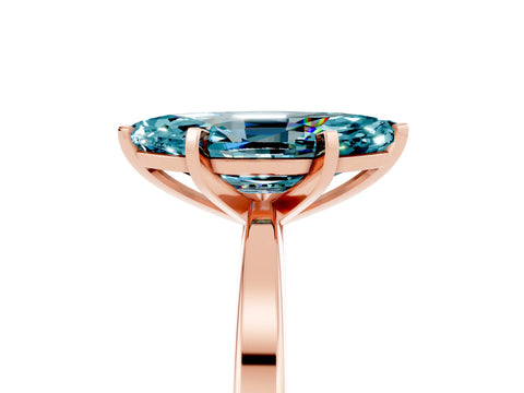 Rose gold Marquise Cut Blue Topaz Solitaire Engagement Ring with Classic Band and Four-Prong Setting_65