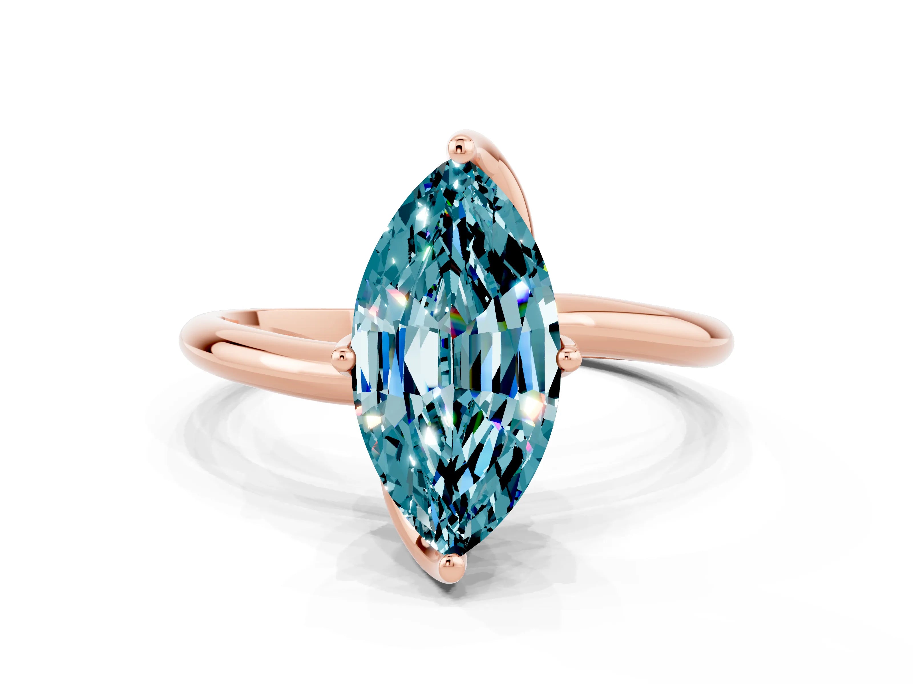 Rose gold Marquise Cut Blue Topaz Solitaire Engagement Ring with Four-Prong Setting and Classic Band_12
