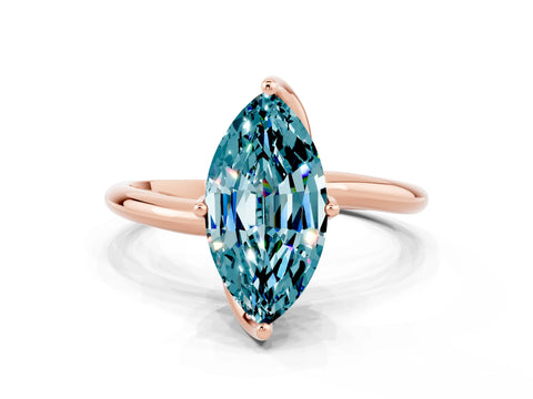 Rose gold Marquise Cut Blue Topaz Solitaire Engagement Ring with Four-Prong Setting and Classic Band_12