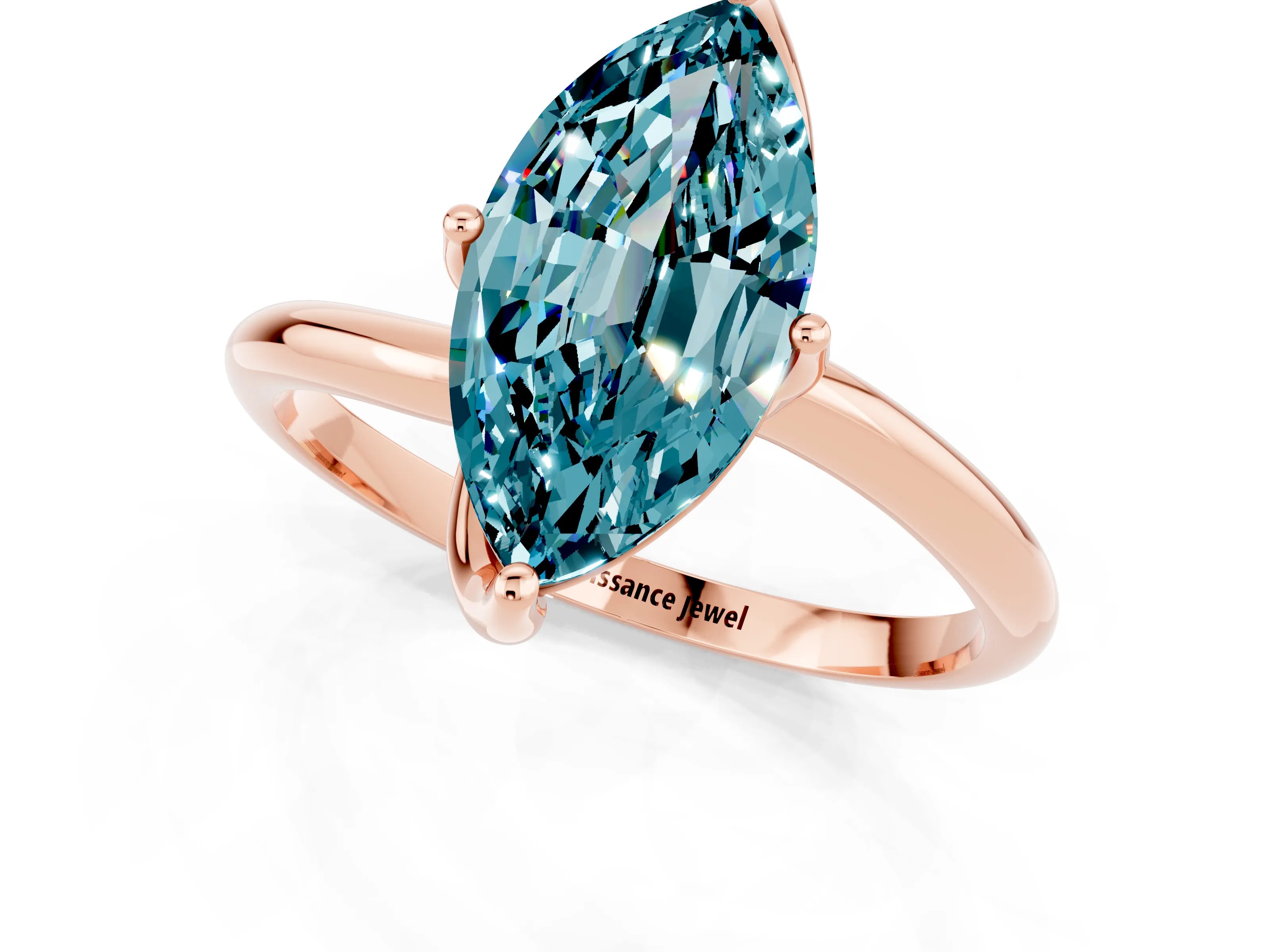 Rose gold Marquise Cut Blue Topaz Solitaire Engagement Ring with Four-Prong Setting and Classic Band_13