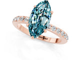 Rose gold Marquise Cut Blue Topaz Solitaire Engagement Ring with Pavé Band and Four-Prong Setting_1