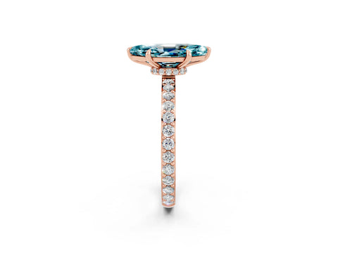 Rose gold Marquise Cut Blue Topaz Solitaire Engagement Ring with Pavé Band and Four-Prong Setting_2
