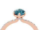 Rose gold Marquise Cut Blue Topaz Solitaire Engagement Ring with Pavé Band and Four-Prong Setting_4