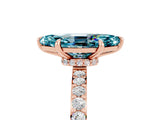 Rose gold Marquise Cut Blue Topaz Solitaire Engagement Ring with Pavé Band and Four-Prong Setting_5