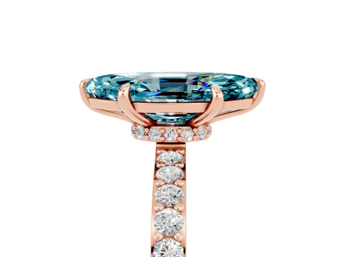Rose gold Marquise Cut Blue Topaz Solitaire Engagement Ring with Pavé Band and Four-Prong Setting_5