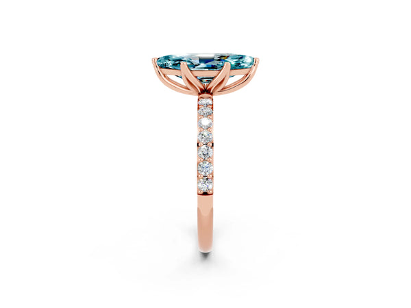 Rose gold Marquise Cut Blue Topaz Solitaire Engagement Ring with Round  Pavé Band and Prong Setting