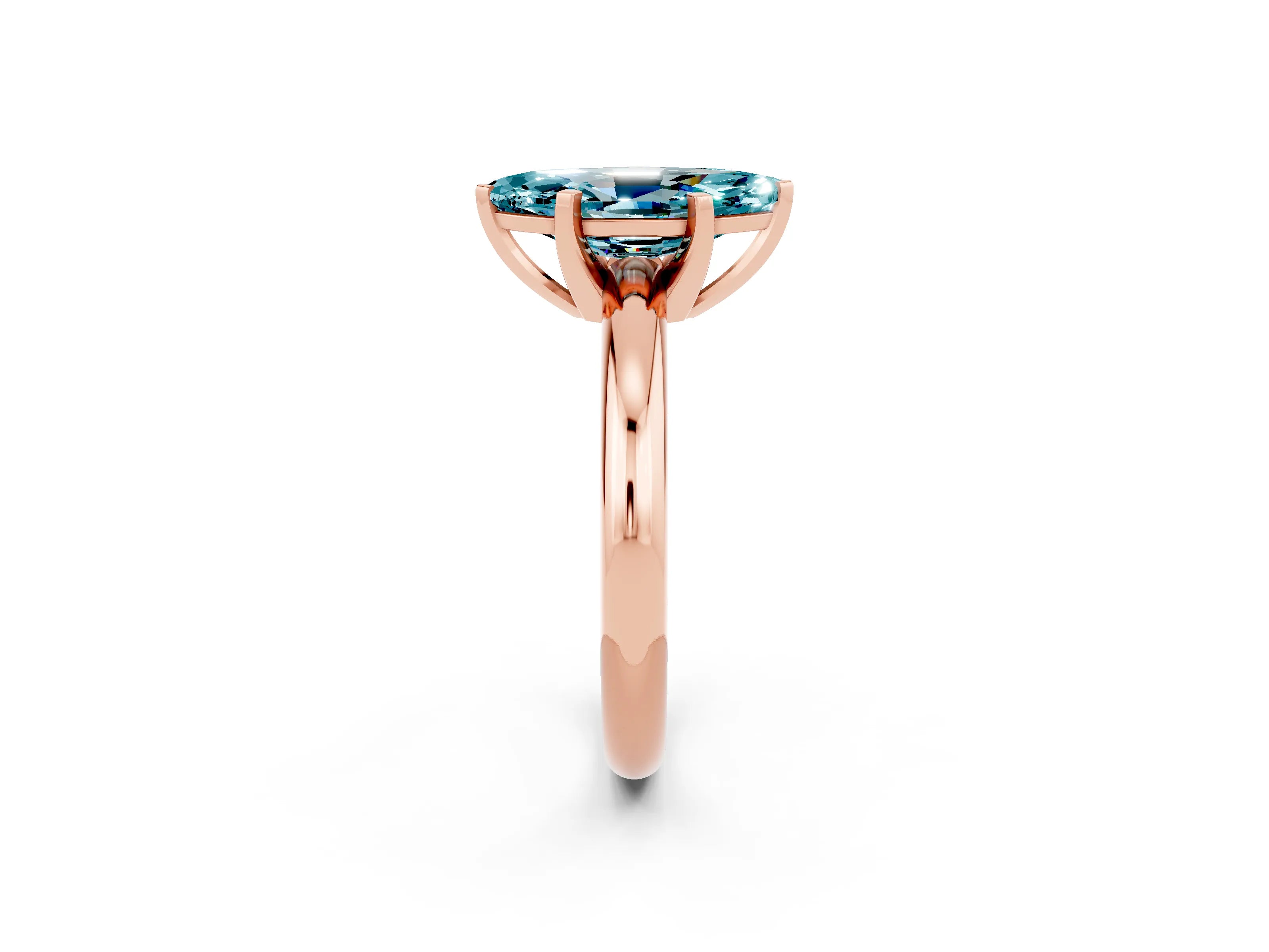 Rose gold Marquise Cut Blue Topaz Solitaire Engagement Ring with Round Band and Four-Prong Setting_2