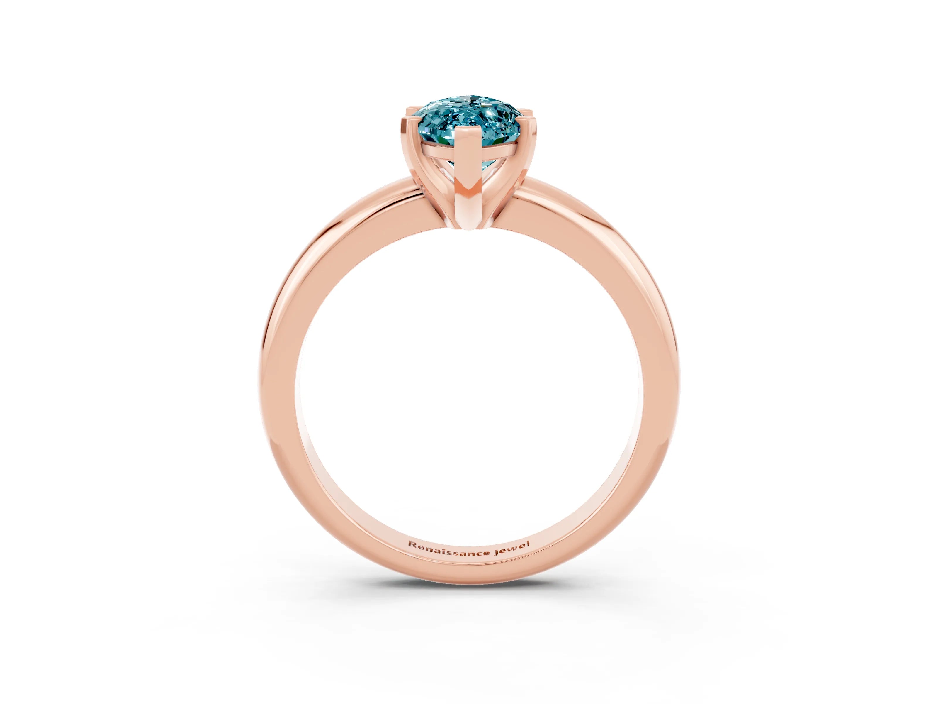 Rose gold Marquise Cut Blue Topaz Solitaire Engagement Ring with Round Band and Four-Prong Setting_3