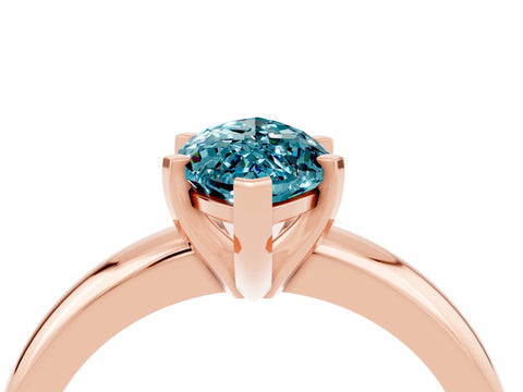 Rose gold Marquise Cut Blue Topaz Solitaire Engagement Ring with Round Band and Four-Prong Setting_4