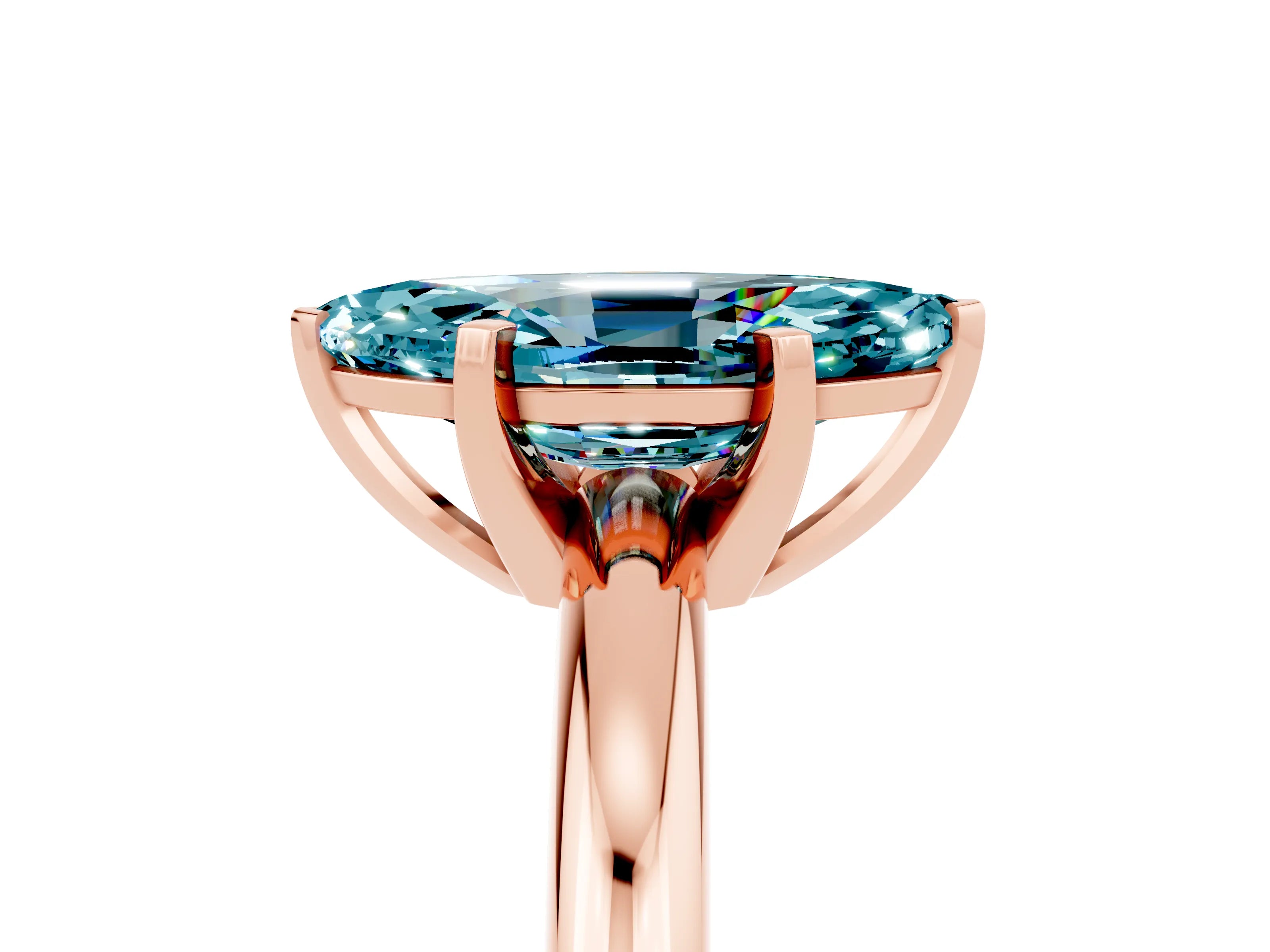 Rose gold Marquise Cut Blue Topaz Solitaire Engagement Ring with Round Band and Four-Prong Setting_5