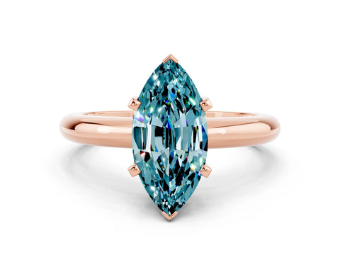 Rose gold Marquise Cut Blue Topaz Solitaire Engagement Ring with Round Band and Four-Prong Setting
