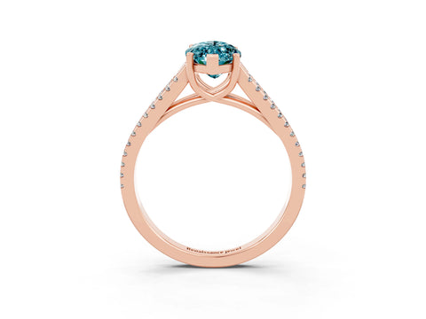 Rose gold Marquise Cut Blue Topaz Solitaire Engagement Ring with Split Shank Pavé Band_3