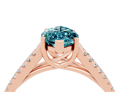 Rose gold Marquise Cut Blue Topaz Solitaire Engagement Ring with Split Shank Pavé Band_4
