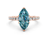 Rose gold Marquise Cut Blue Topaz Solitaire Pavé Band with Four-Prong Setting