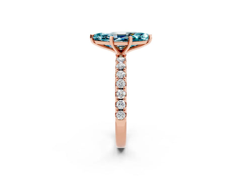 Rose gold Marquise Cut Blue Topaz Solitaire Pavé Band with Four-Prong Setting_2
