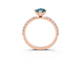 Rose gold Marquise Cut Blue Topaz Solitaire Pavé Band with Four-Prong Setting_3