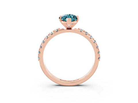 Rose gold Marquise Cut Blue Topaz Solitaire Pavé Band with Four-Prong Setting_3