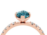 Rose gold Marquise Cut Blue Topaz Solitaire Pavé Band with Four-Prong Setting_4