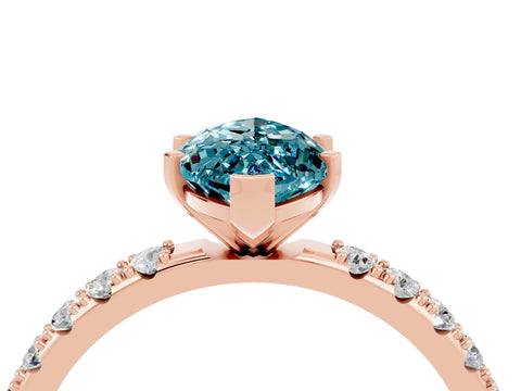 Rose gold Marquise Cut Blue Topaz Solitaire Pavé Band with Four-Prong Setting_4