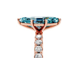 Rose gold Marquise Cut Blue Topaz Solitaire Pavé Band with Four-Prong Setting_5