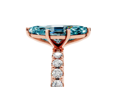 Rose gold Marquise Cut Blue Topaz Solitaire Pavé Band with Four-Prong Setting_5