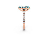 Rose gold Marquise Cut Blue Topaz Solitaire Pavé Engagement Ring with Round Band and Prong Setting_14