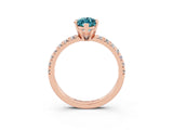 Rose gold Marquise Cut Blue Topaz Solitaire Pavé Engagement Ring with Round Band and Prong Setting_15