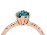 Rose gold Marquise Cut Blue Topaz Solitaire Pavé Engagement Ring with Round Band and Prong Setting_16