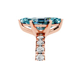Rose gold Marquise Cut Blue Topaz Solitaire Pavé Engagement Ring with Round Band and Prong Setting_17