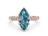 Rose gold Marquise Cut Blue Topaz Solitaire Pavé Engagement Ring with Round Band and Prong Setting_66